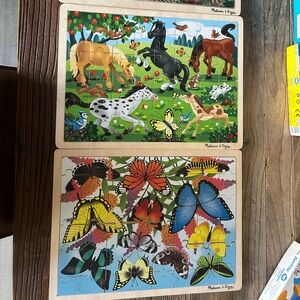 Three Melissa & Doug puzzles - mermaids, horses, and butterflies!